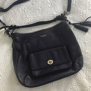 Coach purple leather bag with silver accents